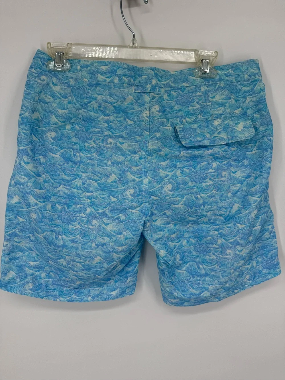 Onia Calder Men Swim Trunks Size 32 Blue Wave‎ Ocean Flat Front Hybrid Shorts